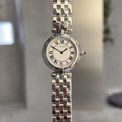 Cartier Fake Watches 27MM France Vintage White Dial Gold/Silver Strap Lady Watch